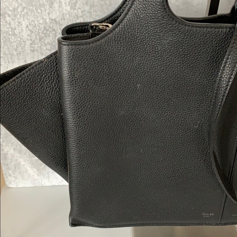 Celine small tri fold black leather hand bag ties - Picture 5 of 11
